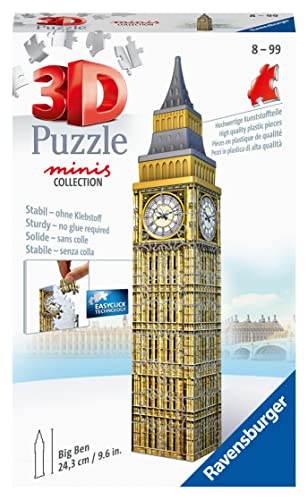 Ravensburger 3D Puzzle 11246 - Mini Big Ben - Miniaturversion des berühmten Wahrzeichens aus London zum Puzzeln in 3D - ab 8 Jahren von Ravensburger