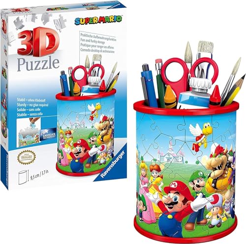 Ravensburger 3D Puzzle 11255 - Utensilo Super Mario - Stiftehalter für Super Mario Fans ab 6 Jahren - Schreibtisch-Organizer für Erwachsene und Kinder von Ravensburger