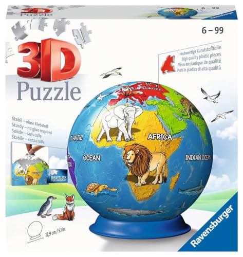 Ravensburger 3D Puzzle 11840 - Puzzle-Ball Kindererde - Puzzleball aus dreidimensionalen Puzzleteilen - Globus für Kinder ab 6 Jahren von Ravensburger