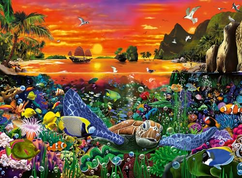 Ravensburger Puzzle 12000225 - Schildkröte im Riff - 500 Teile Puzzle für Erwachsene und Kinder ab 12 Jahren, Puzzle mit Meeres-Motiv, Türkis, Grün, Braun von Ravensburger