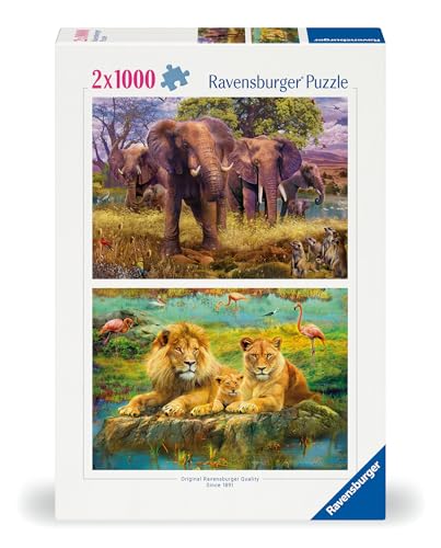 Ravensburger Puzzle 12000340 - Afrikanische Tiere - 2x 1000 Teile Puzzle für Erwachsene und Kinder ab 14 Jahren, Tier-Puzzle von Ravensburger