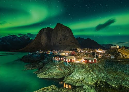 Ravensburger Puzzle 12000357 - Aurora Borealis Norwegen, Nordlichter über Hamnoy - 1000 Teile Puzzle für Erwachsene und Kinder ab 14 Jahren, Puzzle mit Norwegen-Motiv von Ravensburger