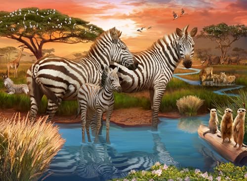 Ravensburger Puzzle 12000365 - Zebras am Wasserloch - 500 Teile Puzzle für Erwachsene und Kinder ab 12 Jahren, Tier-Puzzle von Ravensburger