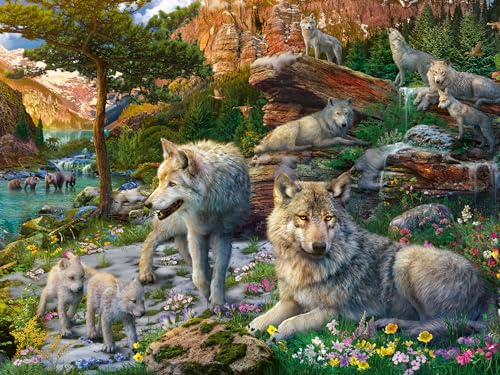 Ravensburger Puzzle 12000719 - Wolfsrudel im Frühlingserwachen - 1500 Teile Puzzle für Erwachsene und Kinder ab 14 Jahren, Tier-Puzzle Wolf von Ravensburger