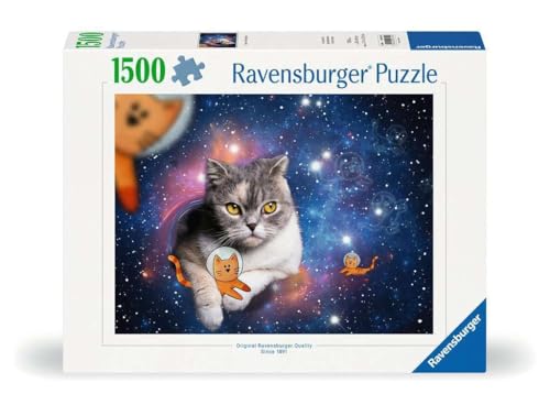 Ravensburger Puzzle 12000742 - Katzen fliegen im Weltall - 1500 Teile Puzzle für Erwachsene und Kinder ab 14 Jahren, Tier-Puzzle von Ravensburger