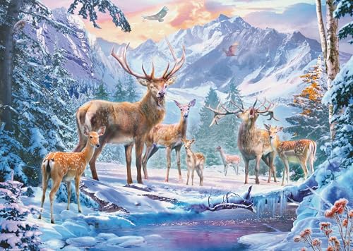 Ravensburger Puzzle 12000888 - Rehe und Hirsche im Winter - 1000 Teile Puzzle für Erwachsene und Kinder ab 14 Jahren, Winter-Puzzle von Ravensburger