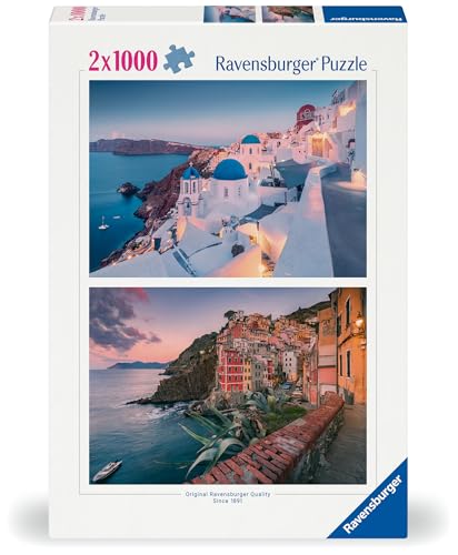 Ravensburger 12000988 - Griechenland & Italien -2x 1000 Teile Puzzle für Erwachsene und Kinder ab 14 Jahren, Puzzle Italien, Puzzle Griechenland von Ravensburger