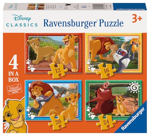 Ravensburger Puzzle: Der König der Löwen, Kinderpuzzle ab 3 Jahren, 4 Puzzles von 12, 16, 20, 24 Teilen, Puzzle, Geschenke für Kinder 3 Jahre, 70 x 50 cm von Ravensburger