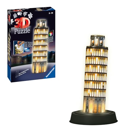 Ravensburger 3D Puzzle Schiefer Turm von Pisa bei Nacht 12515 - leuchtet im Dunkeln - 216 Teile - ab 8 Jahren, Yellow von Ravensburger