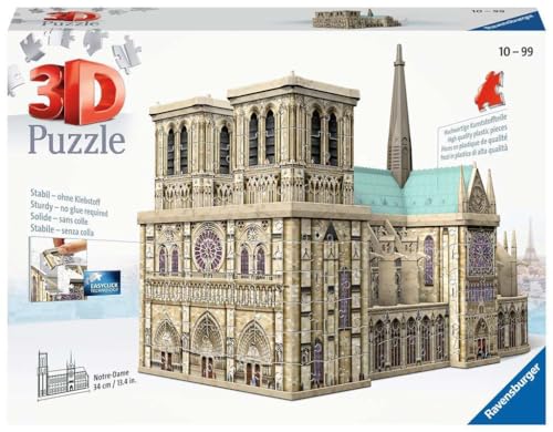 Ravensburger 12523 Puzzle 3D 324 pièces Notre-Dame de Paris 12523-Cathédrale Paris-324 Teile selber Puzzeln ab 10 Jahren, Silver, 34,2x16,4x25,8cm von Ravensburger