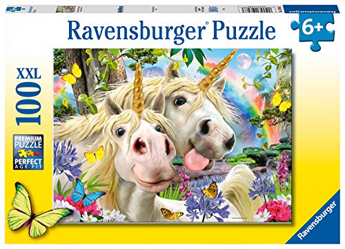 Ravensburger 12898 Einhorn Selfies Don't Worry, Be Happy, 100-teiliges Puzzle mit extra großen Teilen für Kinder ab 6 Jahren, No Color von Ravensburger