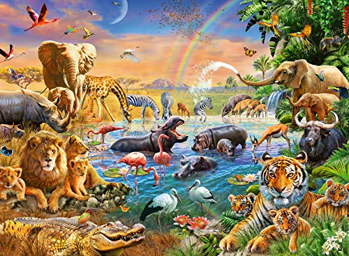 Ravensburger 12910 Wasserloch im Dschungel Herz 12910-100 Teile XXL Kinderpuzzles ab 6 Jahren-Perfektes Alterspassung lustige Beschäftigung für Familie und Kinder von Ravensburger