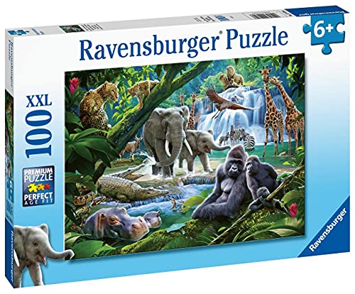 Ravensburger 12970 Tiere Jungle Families Puzzle mit extra großen, 100 Teile, für Kinder ab 6 Jahren, Mehrfarbig, 49 x 36 x 0,2 cm von Ravensburger
