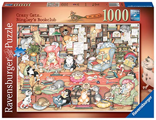 Ravensburger 16765, Katze, Maus Crazy Cats Bingley's Bookclub Puzzle, 1000 Teile, für Erwachsene und Kinder ab 12 Jahren, Mehrfarbig, 69,9 x 49,7 x 0,2 cm Ravensburger 16765, Katze, Maus Crazy Cats Bingley's Bookclub Puzzle, 1000 Teile, für Erwachsene und Kinder ab 12 Jahren, Mehrfarbig, 69,9 x 49,7 x 0,2 cm von Ravensburger