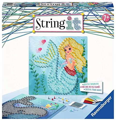 Ravensburger 18092 String it Midi Ocean – Kreative Fadenbilder mit Meerjungfrau und Wal kinderleicht aus Kunststoffpins und buntem Faden von Ravensburger