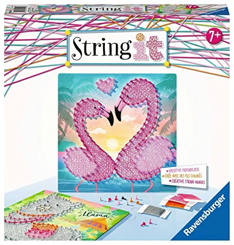 Ravensburger 18120 String it Midi Lama & Flamingo – Kreative Fadenbilder mit trendigem Lama und Flamingo kinderleicht aus Kunststoffpins und bunten Faden von Ravensburger