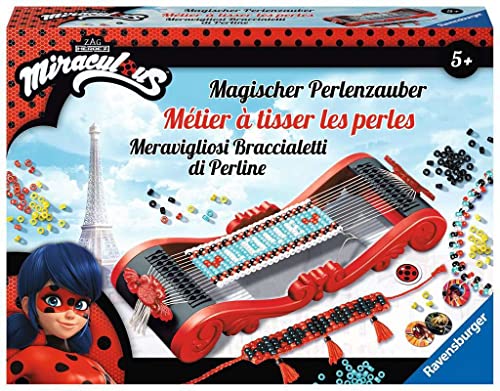 Ravensburger Métier à tisser 4005556181278 Magischer Perlenzauber Miraculous-Zauberhafte Armbänder aus bunten Perlen basteln, Kreatives Bastelset für Kinder ab 5 Jahren von Ravensburger