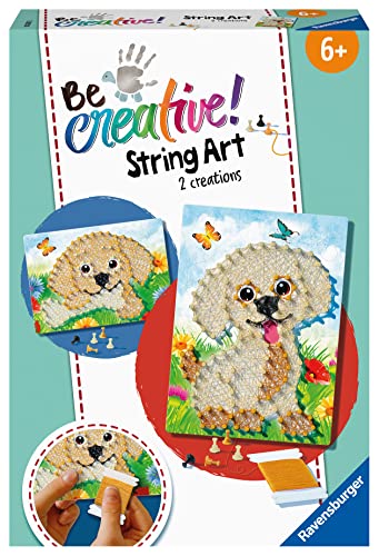 Ravensburger 18243 BeCreative String Art Dogs Kreative Fadenbilder mit süßen Welpen, für Kinder ab 6 Jahren von Ravensburger