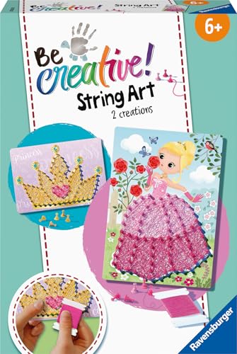 Ravensburger 18245 BeCreative String Art Prinzessin - Kreative Fadenbilder mit romantischer Prinzessin und Krone, für Kinder ab 6 Jahren von Ravensburger