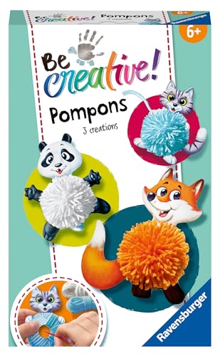 Ravensburger BeCreative Pompon Animals - Bastelset für Kinder ab 6 Jahre, Pompons zum Basteln für Mädchen und Jungen - 18429 - Ostergeschenke für Kinder, Osterdeko selber basteln von Ravensburger