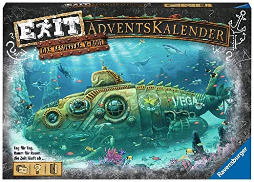 Ravensburger EXIT Adventskalender 2020 - Das gesunkene U-Boot - Ideal für Escape Room-Fans: 24 spannende Rätsel für Kinder ab 10 Jahren, Jugendliche und Erwachsene, 18955 von Ravensburger