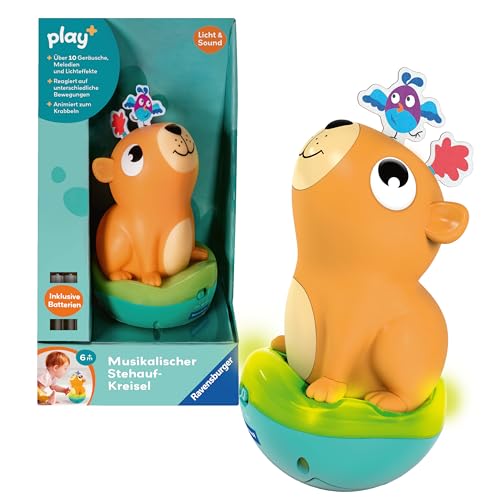 Ravensburger 2004874 4874 Play+ Musikalischer Stehauf-Kreisel: Capybara, Roly-Poly, Steh-auf-Männchen, Licht-und Sound, elektronisches Spielzeug für Kinder ab 1 Jahr von Ravensburger