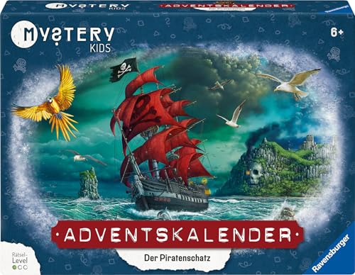 Ravensburger 20186 - Mystery Kids Adventskalender - Der Piratenschatz - Rätsel-Adventskalender für Kinder ab 6 Jahren - 24 Rätsel für EXIT-Begeisterte von Ravensburger