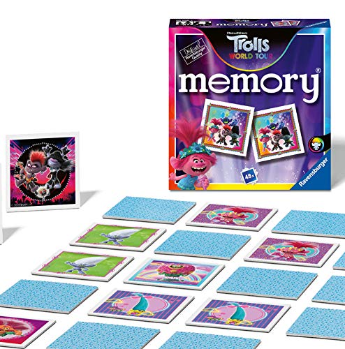 Ravensburger 20590 - Trolls 2 World Tour Mini Memory, der Spieleklassiker für alle "Trolls" Fans, Merkspiel für 2-6 Spieler ab 3 Jahren von Ravensburger