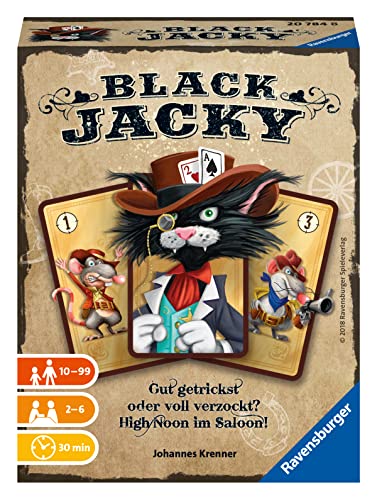 Ravensburger 20784 - Black Jacky, Bluffen ab 10 Jahren, Kartenspiel für 2-6 Spieler, Gesellschaftsspiel im Saloon, Kartentricks von Ravensburger