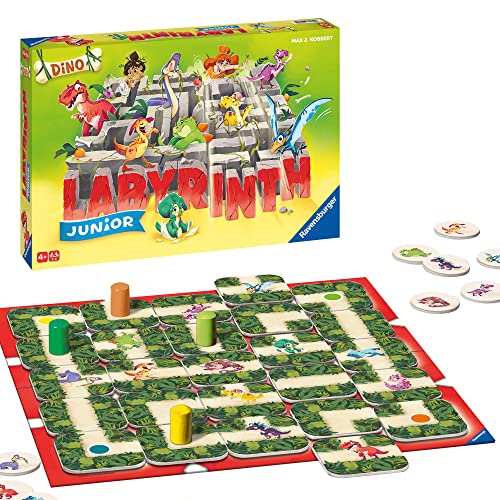 Ravensburger 20980 - Dino Junior Labyrinth - Familienklassiker für die Kleinen, Dino Spiel für Kinder ab 4 Jahren - Kinderspiel geeignet für 2-4 Spieler, Junior-Ausgabe - Ostergeschenke für Kinder von Ravensburger