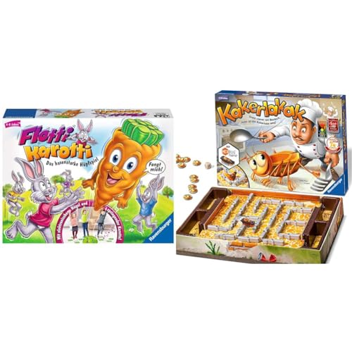 Ravensburger 21200 - Flotti Karotti, Bewegungsspiel für Kinder ab 4 Jahren & 22212 - Kakerlakak - Kinderspiel mit elektronischer Kakerlake von Ravensburger