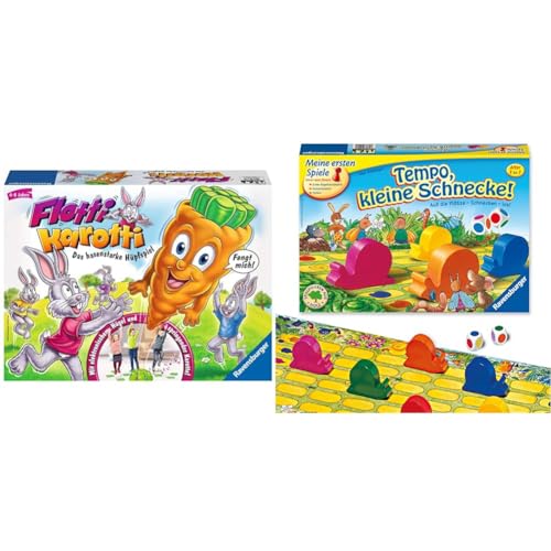 Ravensburger 21200 - Flotti Karotti, Bewegungsspiel für Kinder ab 4 Jahren & Kinderspiel 21420 - Tempo kleine Schnecke von Ravensburger