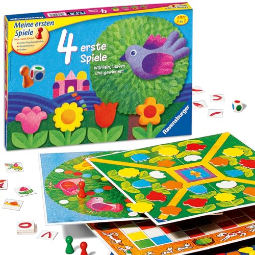 Ravensburger 21417 4 erste Spiele, Otto Maier 21417-4 Spielesammlung für die Kleinen Kinder ab 3, Brettspiele für 2-6 Farbwürfel, 2143 Jahre vor Ort Garantie von Ravensburger