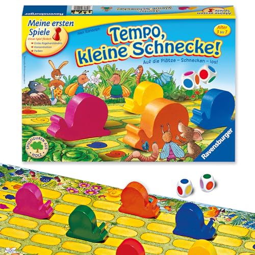 Ravensburger Kinderspiel 21420 - Tempo kleine Schnecke, Das spannende Schneckenrennen, Brettspiel und Gesellschaftsspiel für Mädchen und Jungen , 2-6 Spieler, ab 3 Jahren, Grey von Ravensburger