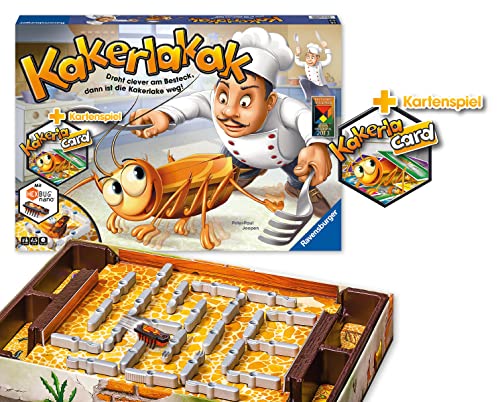 Ravensburger 20969 - Kakerlakak + KakerlaCard Kartenspiel - Aktionsspiel mit elektronischer Kakerlake für Groß und Klein, Familienspiel für 2-4 Spieler, geeignet ab 5 Jahren [Exklusiv bei Amazon] von Ravensburger