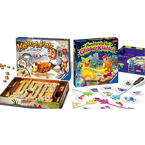 Ravensburger 22212 - Kakerlakak - Kinderspiel mit elektronischer Kakerlake für Groß und Klein & Kinderspiel 21353 - Monsterstarker Glibber-Klatsch - Gesellschafts- und Familienspiel von Ravensburger