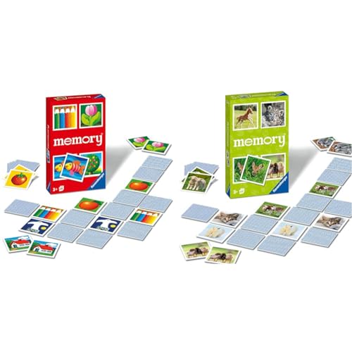 Ravensburger 22457 - Kinder Memory®, der Spieleklassiker für die ganze Familie & 22458 - Tierbaby Memory®, der Spieleklassiker für Tierfans, Merkspiel für 2-6 Spieler ab 3 Jahren von Ravensburger