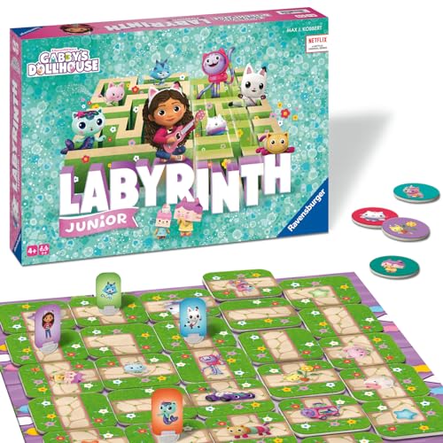 Ravensburger 22648 Gabby's Dollhouse Junior Labyrinth - Brettspiel-Klassiker als Junior Version für Fans der beliebten Serie, Gesellschaftsspiel für 2 bis 4 Spieler ab 4 Jahren von Ravensburger