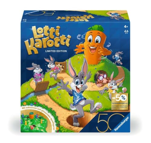 Ravensburger Kinderspiele 23005 - Lotti Karotti - Wettlaufspiel für 2 bis 4 Spieler ab 4 Jahren - Jubiläums-Edition 50 Jahre Blaues Dreieck von Ravensburger