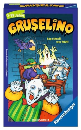 Ravensburger 23081 - Gruselino, Mitbringspiel für 2-4 Spieler, Suchspiel ab 5 Jahren, kompaktes Format, Reisespiel, White von Ravensburger