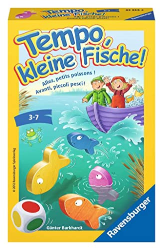 Ravensburger 23334 - Tempo, kleine Fische, Mitbringspiel für 1-6 Spieler, Kinderspiel ab 3 Jahren, kompaktes Format, Reisespiel, Brettspiel - Ostergeschenke für Kinder von Ravensburger