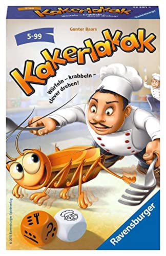 Ravensburger 23391 - Kakerlakak, Mitbringspiel für 2-4 Spieler, Kinderspiel ab 5 Jahren, kompaktes Format, Reisespiel, Brettspiel von Ravensburger