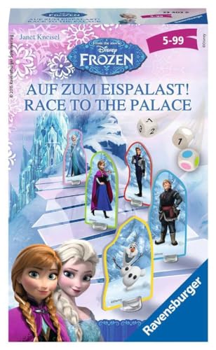 Ravensburger 23402 - Disney Frozen: Auf zum Eispalast!, Mitbringspiel für 2-4 Spieler, Kinderspiel ab 4 Jahren, kompaktes Format, Reisespiel, Brettspiel, Teal/Turquoise Green von Ravensburger