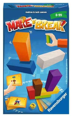 Ravensburger 23444 - Make 'n' Break, Mitbringspiel für 2-4 Spieler, Kinderspiel ab 8 Jahren, kompaktes Format, Reisespiel, Aktionsspiel von Ravensburger