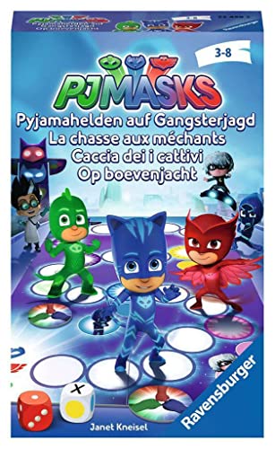 Ravensburger 23459 - PJ Masks Pyjamahelden auf Gangsterjagd, Mitbringspiel für 2-4 Spieler, Kinderspiel ab 3 Jahren, kompaktes Format, Reisespiel, Brettspiel von Ravensburger