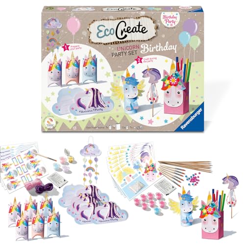 Ravensburger 23675 EcoCreate - Celebrate Your Unicorn Birthday - Bastelset für den Kindergeburtstag, DIY Kinder ab 6 Jahren, Einhörner Kindergeburtstag von Ravensburger