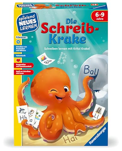 Ravensburger 24683 - Die Schreib-Krake - Lernspiel für Kinder, Schreiblernspiel für Kinder von 6-9 Jahren, für 1-4 Spieler von Ravensburger