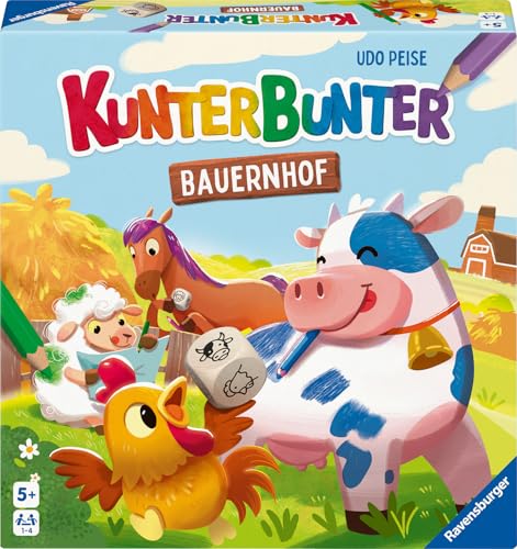 Ravensburger 24761 - Kunterbunter Bauernhof - Würfelspiel zum Ausmalen für 1-4 Kinder ab 5 Jahren von Ravensburger