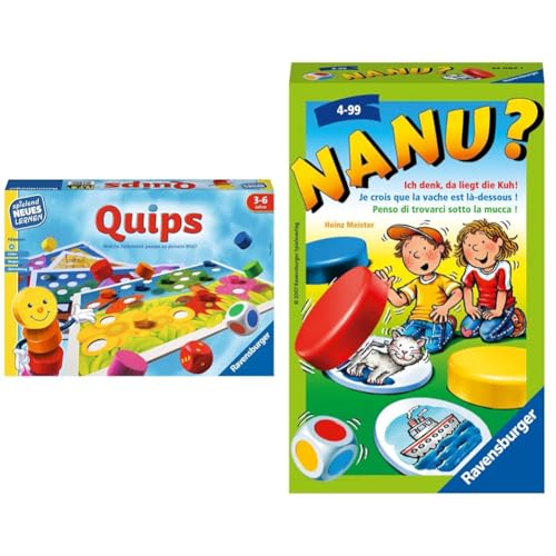 Ravensburger 24920 Quips - Spielen und Lernen für Kinder & 23063 - Nanu? Mitbringspiel für 2-4 Spieler, Merkspiel ab 4 Jahren, kompaktes Format, Reisespiel, Würfelspiel von Ravensburger