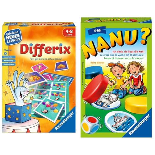 Ravensburger 24930 - Differix - Spielen und Lernen für Kinder & 23063 - Nanu? Mitbringspiel für 2-4 Spieler, Merkspiel ab 4 Jahren, kompaktes Format, Reisespiel, Würfelspiel von Ravensburger